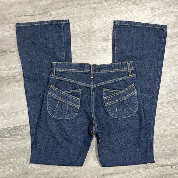 Dark Wash Bootcut Jeans Size 8 Contrast Stitching 100% Cotton Women’s - Picture 3 of 8